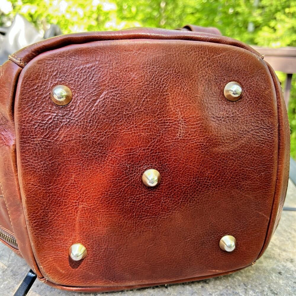 Marino Orlandi Italian Leather Shoulder Bag Brown Handcrafted Purse Large Zipper - Picture 10 of 16